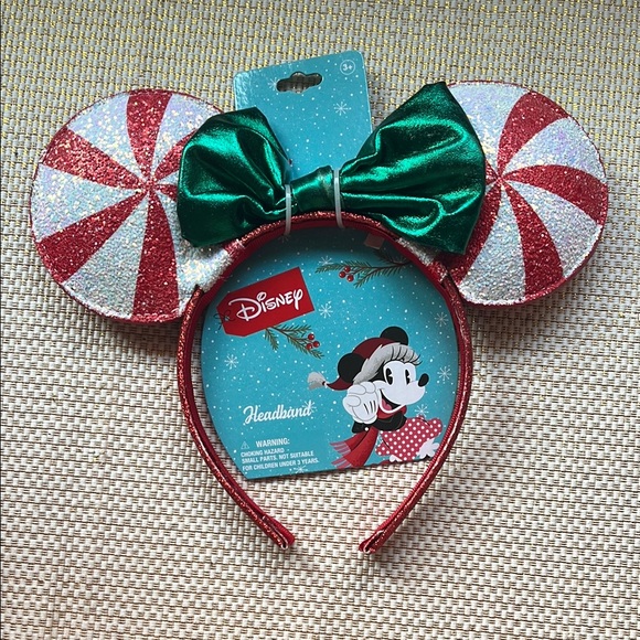Disney Other - Disney Peppermint Ears Headband with Green Bow